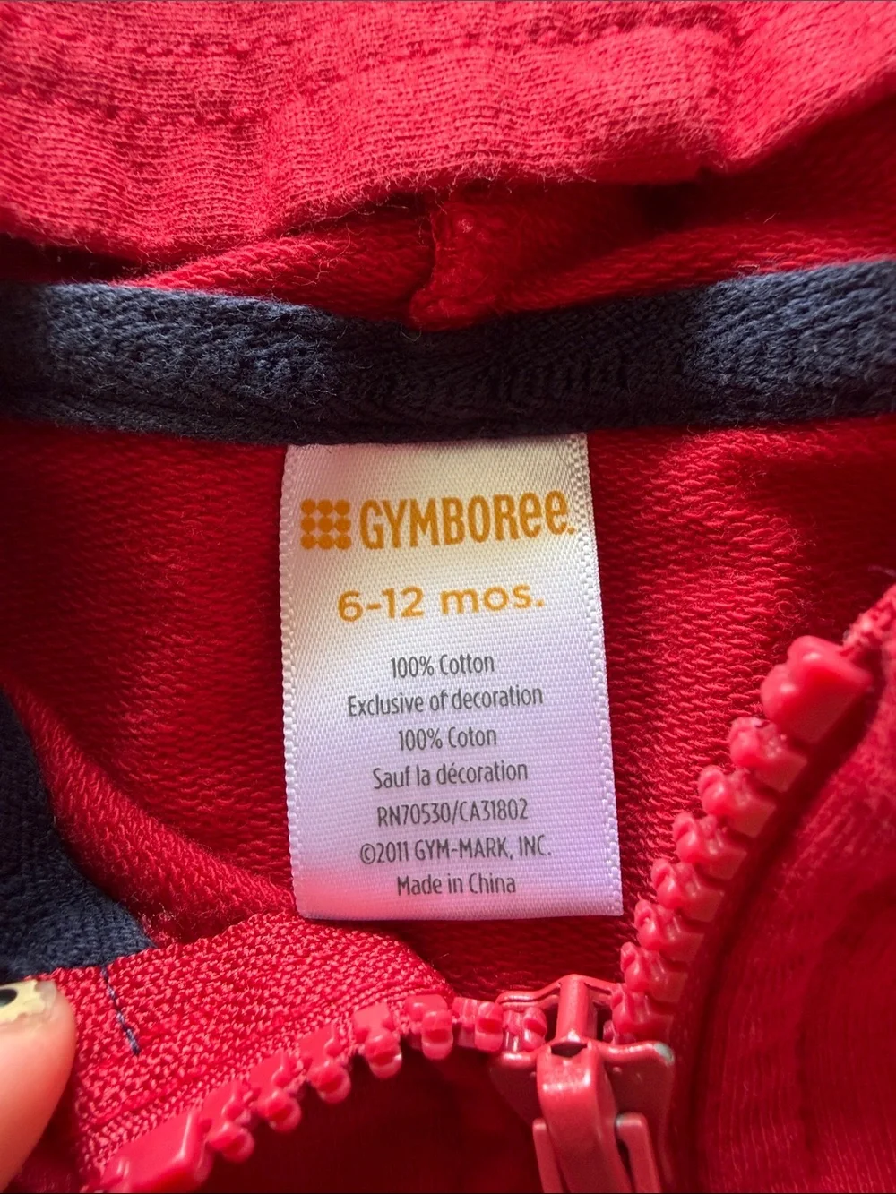 Gymboree Red Hooded Zip-Up Sweatshirt with Pelican Patch